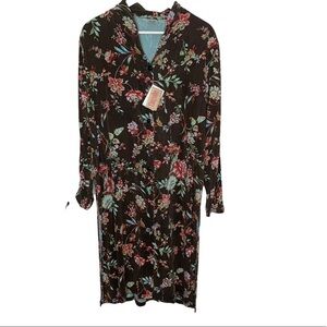 New Tianello womens Floral Dress size Small Brown Tencel BNWT